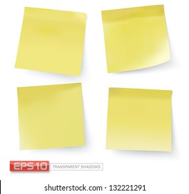 yellow stick notes, vector illustration