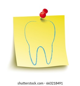 Yellow stick with red pin and blue tooth. Eps 10 vector file.