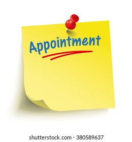 Yellow stick with red pin and text Appointment. Eps 10 vector file.