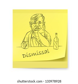 Yellow sticker with an alcoholic. Illustration on white background for creative design.