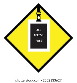 Yellow sticker with all access pass badge