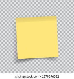  Yellow sticker paper. Note paper with curled corner. Vector isolated on transparent background
