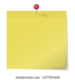 yellow sticker pinned pushbutton, ready for your message. Vector illustration. 
