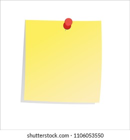 Yellow sticker pinned red pushbutton with curled corner,Vector illustration