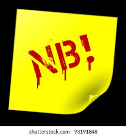 Yellow Sticker With Red Nota Bene