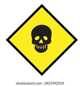 Yellow sticker with silhouette of a skeleton