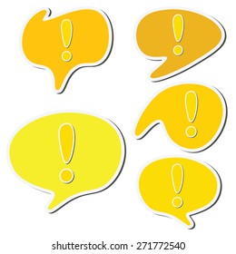 Yellow sticker speech bubble with exclamation mark