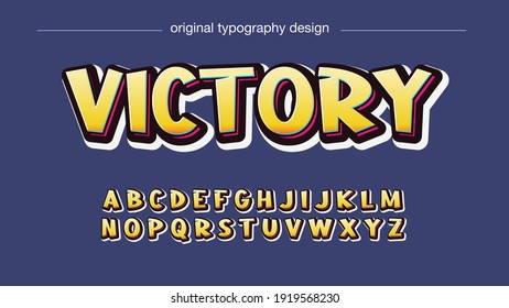 Yellow Sticker Style Cartoon Gaming Typography Text Effect