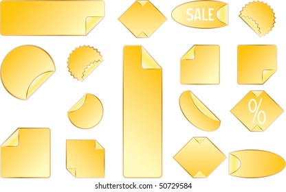 Yellow sticker vector set . Vector illustration (EPS8). All parts (object) closed, possibility to edit. Isolated on a white background