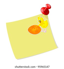 Yellow sticky label with a drawing pin