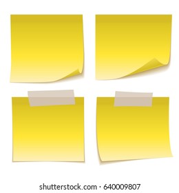 Yellow Sticky Note with Adhesive Tape isolated on white background. Verctor illustration