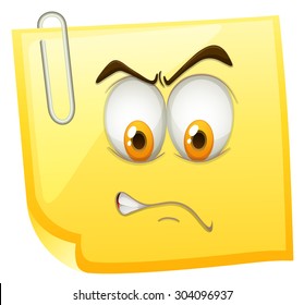 Yellow sticky note with angry face illustration