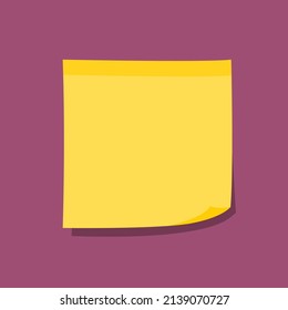 Yellow sticky note. Blank yellow paper note.