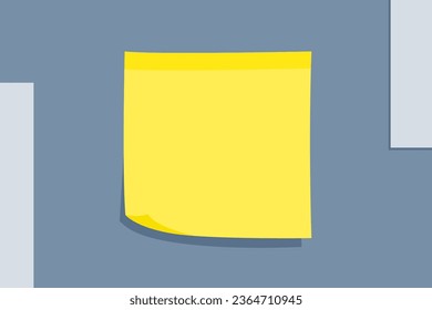 Yellow sticky note. Blank yellow paper note on office wall.