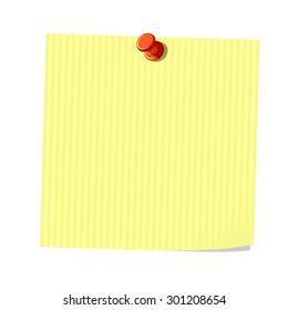 Yellow sticky note, blank  piece of paper, vector illustration