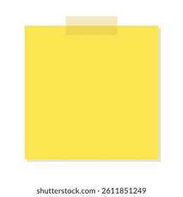Yellow sticky note and clear tape. Vector.