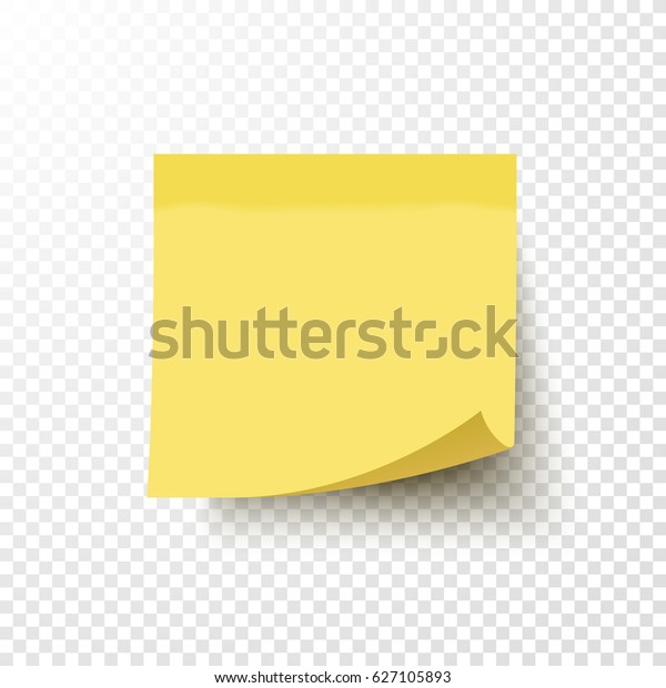 透明な背景に黄色の付箋と丸いコーナー メモ ラベルをメモします プロジェクト用の影とリアルなテンプレート ベクター画像素材イラスト のベクター画像素材 ロイヤリティフリー
