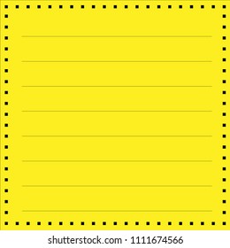 Yellow sticky note isolated on white background vector with square border and text lines
