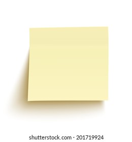 Yellow sticky note isolated on white background. Vector illustration