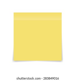 Yellow sticky note isolated on white background. Vector illustration