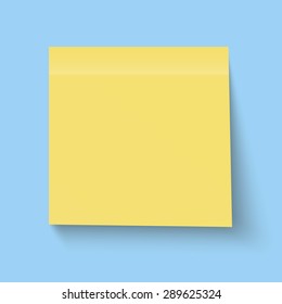 Yellow sticky note isolated on blue background. Vector illustration