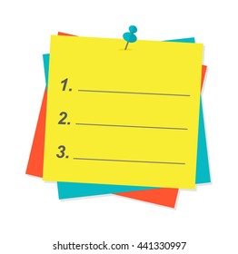 Yellow sticky note isolated on white background vector illustration