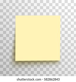 Yellow Sticky Note Isolated On A Transparent Background. Vector, Eps10