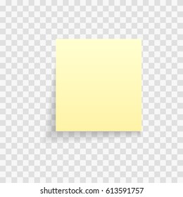 Yellow sticky note isolated on a transparent background. Vector illustration