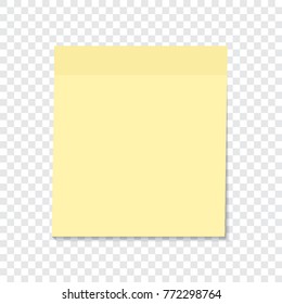 Yellow sticky note isolated on a transparent background. Vector element ready for your design, eps10