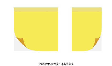 Yellow sticky note isolated on white background, vector illustration
