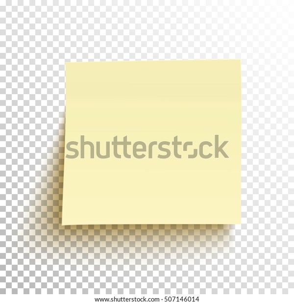 Yellow sticky note\
isolated on transparent background. Template for your projects.\
Vector illustration.
