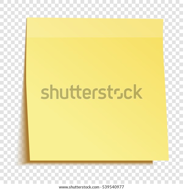 Yellow sticky note isolated on transparent\
background, vector\
illustration