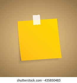 Yellow sticky note on an adhesive tape.