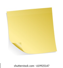Yellow sticky note realistic vector illustration isolated on white background
