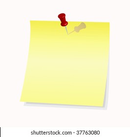Yellow sticky note with red pin