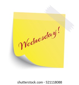 Yellow Sticky note  with Sunday red word isolate on white background, vector illustration 