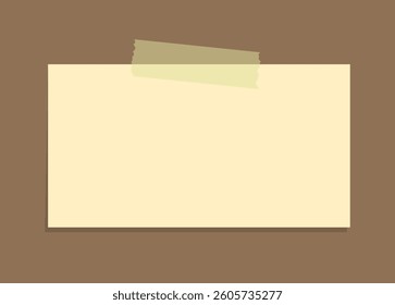 Yellow sticky note template. Taped office memo paper.