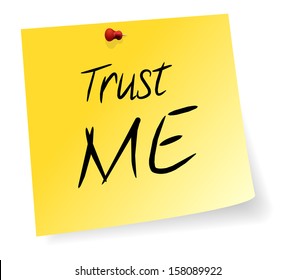 Yellow Sticky Note With Trust Me Message