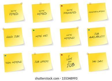Yellow Sticky Notes With Job Related Messages