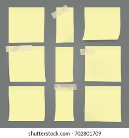 Yellow Sticky Notes On Wall. EPS10 Vector