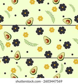 yellow sticky notes on white background seamless vector pattern with daisies and green leaves flowers print 