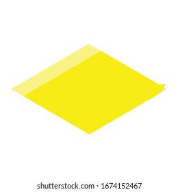 Yellow sticky notes post it isometric view isolated on white background.