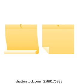 Yellow Sticky Notes Reminder Vector. Blank Sticky Notes Elements Stationery.