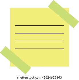 Yellow sticky notes. Sticky notes, tapes. Sticky notes reminders, stickers for office planning. Handwritten messages, office notes. Isolated vector illustration in flat style.