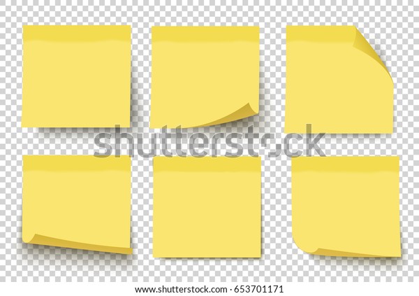 黄色の付箋 白い背景にベクターイラスト 角と影がカールした付箋セット のベクター画像素材 ロイヤリティフリー
