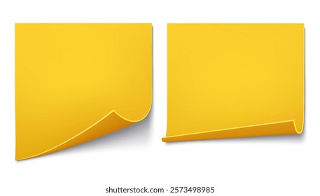 Yellow sticky reminder sticker. Sheet of paper for notes, messages with a folded corner.