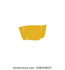 Yellow sticky tape strip vector icon. Realistic illustration of horizontal adhesive wrinkled paper piece, corrugated sticker. Torn glued ribbon piece, masking, duct tape, plaster or bandage isolated