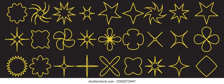 yellow stock and black background brutalist geometric shapes Vector illustration. 1176