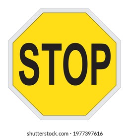 Yellow stop sign isolated on white. Vector illustration