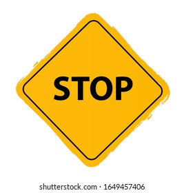 yellow stop sign. Vector icon